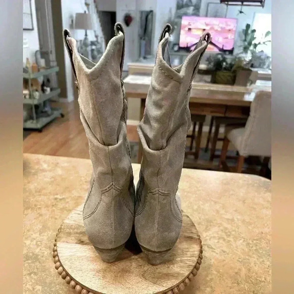 BCBG Holland Gray Distressed Suede Western Boots - Picture 7 of 15